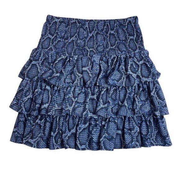 MICHAEL KORS Smocked Python-Print Tiered Skirt Womens Size XXS - Picture 2 of 5